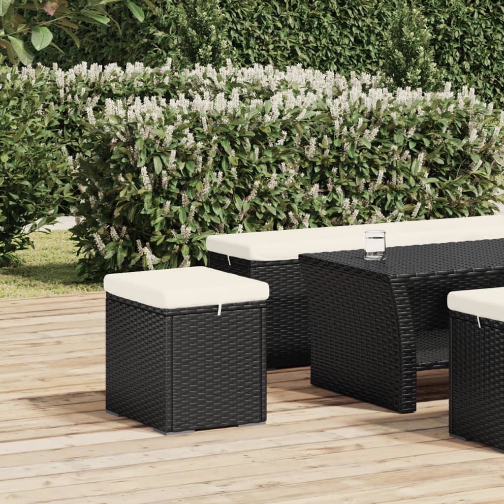 Υποπόδια με Μαξιλάρια 2 τεμ. Μαύρα 40x30x40 εκ. από Συνθ. Ρατάν