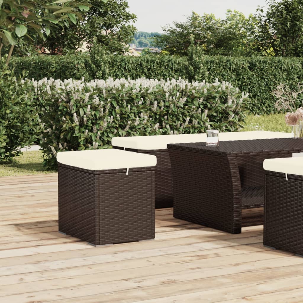 Υποπόδια με Μαξιλάρια 2 τεμ. Καφέ 40x30x40 εκ. από Συνθ. Ρατάν - Pakobazaar