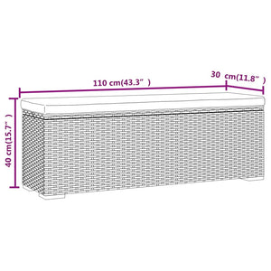 Σκαμπό με Μαξιλάρι Μαύρο 110 x 30 x 40 εκ. από Συνθετικό Ρατάν