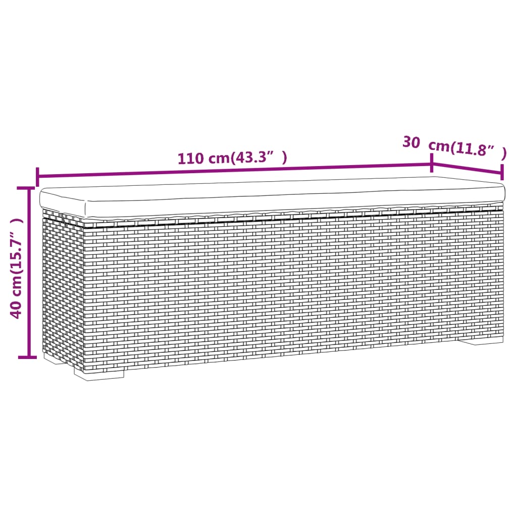 Σκαμπό με Μαξιλάρι Καφέ 110 x 30 x 40 εκ. από Συνθετικό Ρατάν