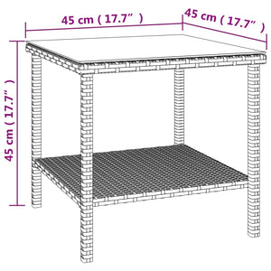Βοηθητικό Τραπεζάκι Καφέ 45x45x45 εκ. Συνθ. Ρατάν/ Ψημένο Γυαλί