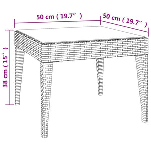 Βοηθητικό Τραπεζάκι Καφέ 50x50x38 εκ. Συνθ. Ρατάν/ Ψημένο Γυαλί