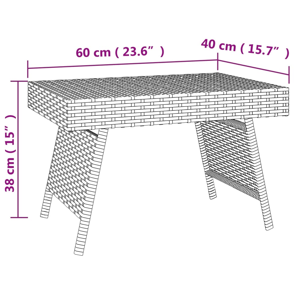 Τραπεζάκι Βοηθητικό Πτυσσόμενο Καφέ 60x40x38εκ. Συνθετικό Ρατάν