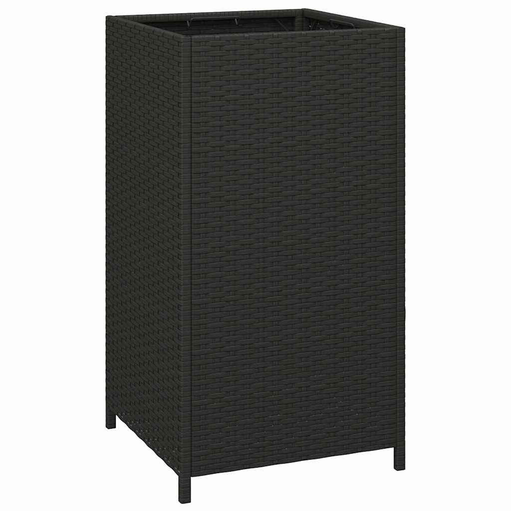 Κάδος Απορριμάτων Μαύρος 40 x 40 x 80 εκ. από Συνθετικό Ρατάν