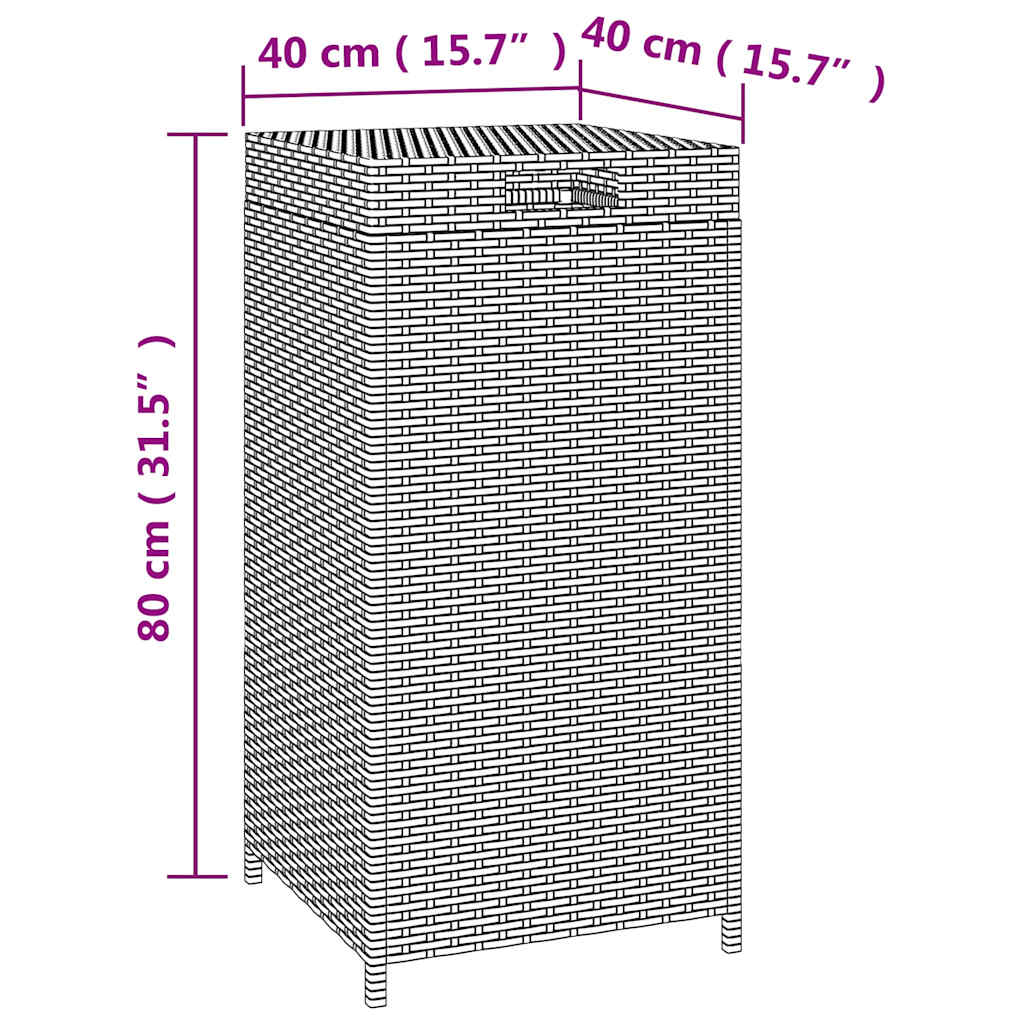 Κάδος Απορριμάτων Μαύρος 40 x 40 x 80 εκ. από Συνθετικό Ρατάν