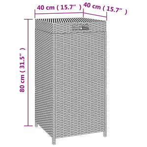 Κάδος Απορριμάτων Μαύρος 40 x 40 x 80 εκ. από Συνθετικό Ρατάν