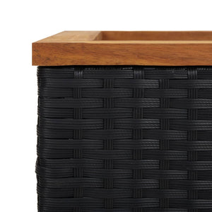 Ζαρντινιέρα Μαύρη 40 x 40 x 80 εκ. από Συνθετικό Ρατάν - Pakobazaar