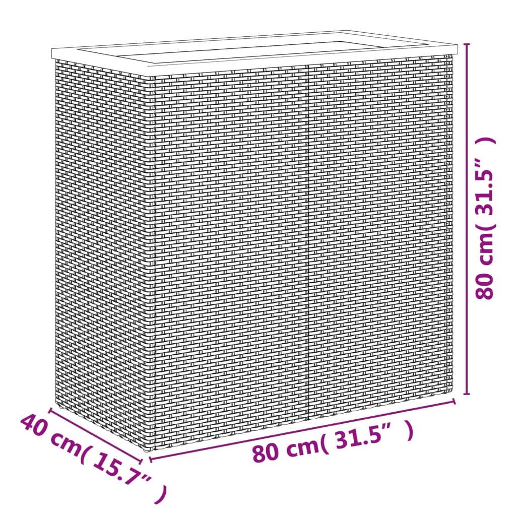 Ζαρντινιέρα Μαύρη 80 x 40 x 80 εκ. από Συνθετικό Ρατάν - Pakobazaar