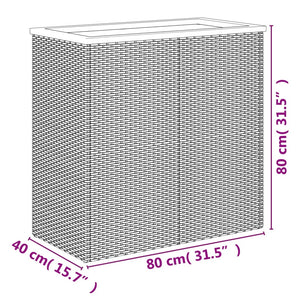 Ζαρντινιέρα Μαύρη 80 x 40 x 80 εκ. από Συνθετικό Ρατάν - Pakobazaar