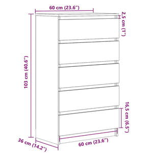 Συρταριέρα Sonoma Δρυς 60x36x103 εκ. από Επεξεργασμένο Ξύλο - Pakobazaar