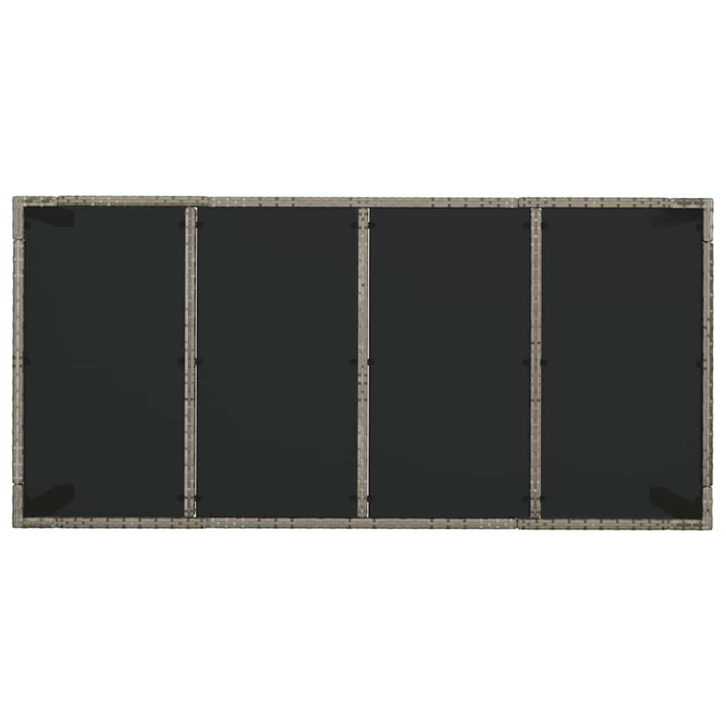 Τραπέζι Κήπου με Γυάλινη Επιφάνεια Γκρι 190x90x75 εκ Ρατάν