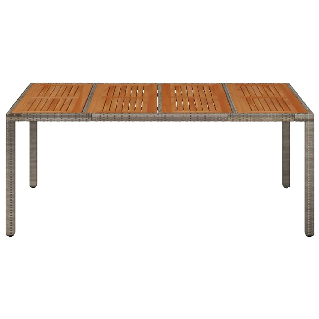 Τραπέζι Κήπου με Ξύλινη Επιφάνεια Γκρι 190x90x75 εκ Συνθ. Ρατάν