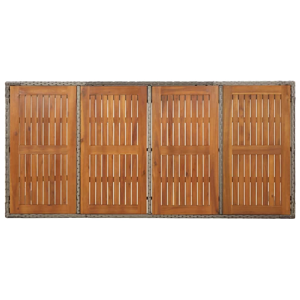 Τραπέζι Κήπου με Ξύλινη Επιφάνεια Γκρι 190x90x75 εκ Συνθ. Ρατάν