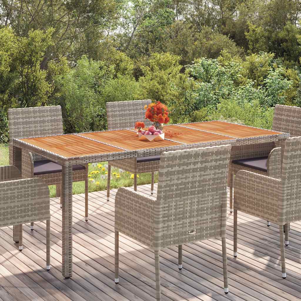 Τραπέζι Κήπου με Ξύλινη Επιφάνεια Γκρι 190x90x75 εκ Συνθ. Ρατάν