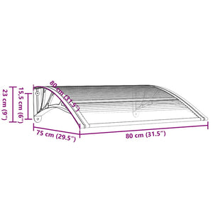 Στέγαστρο Πόρτας Μαύρο & Διαφανές 80 x 75 εκ από Πολυκαρβονικό - PAKOBAZAAR