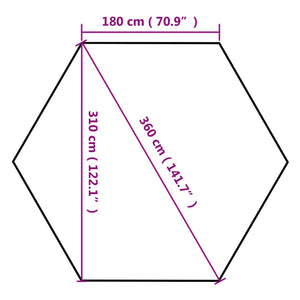 Εξαγωνική Πτυσσόμενη Τέντα 3,6 x 3,1 μ. Taupe 220 γρ/μ²