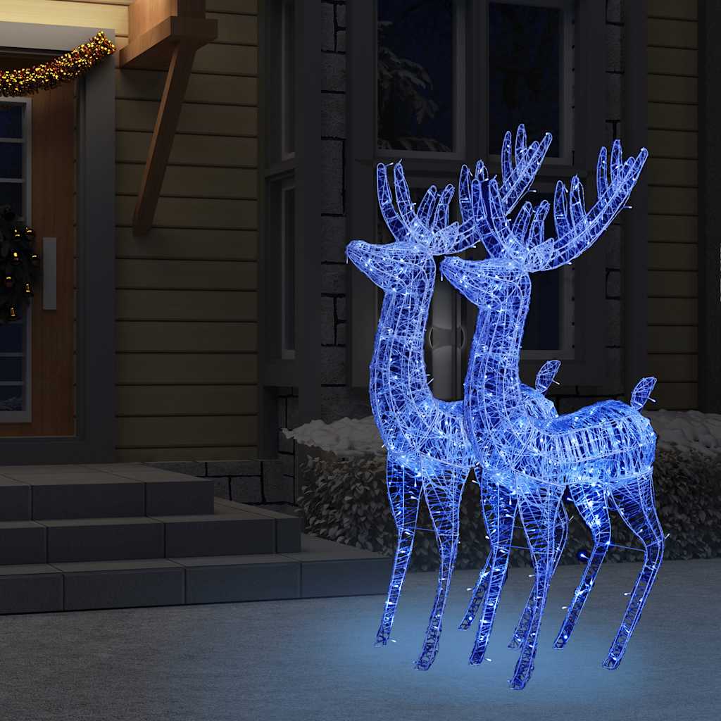Χριστουγ. Τάρανδοι XXL 2 τεμ. 250 LED Μπλε 180 εκ. Ακρυλικό