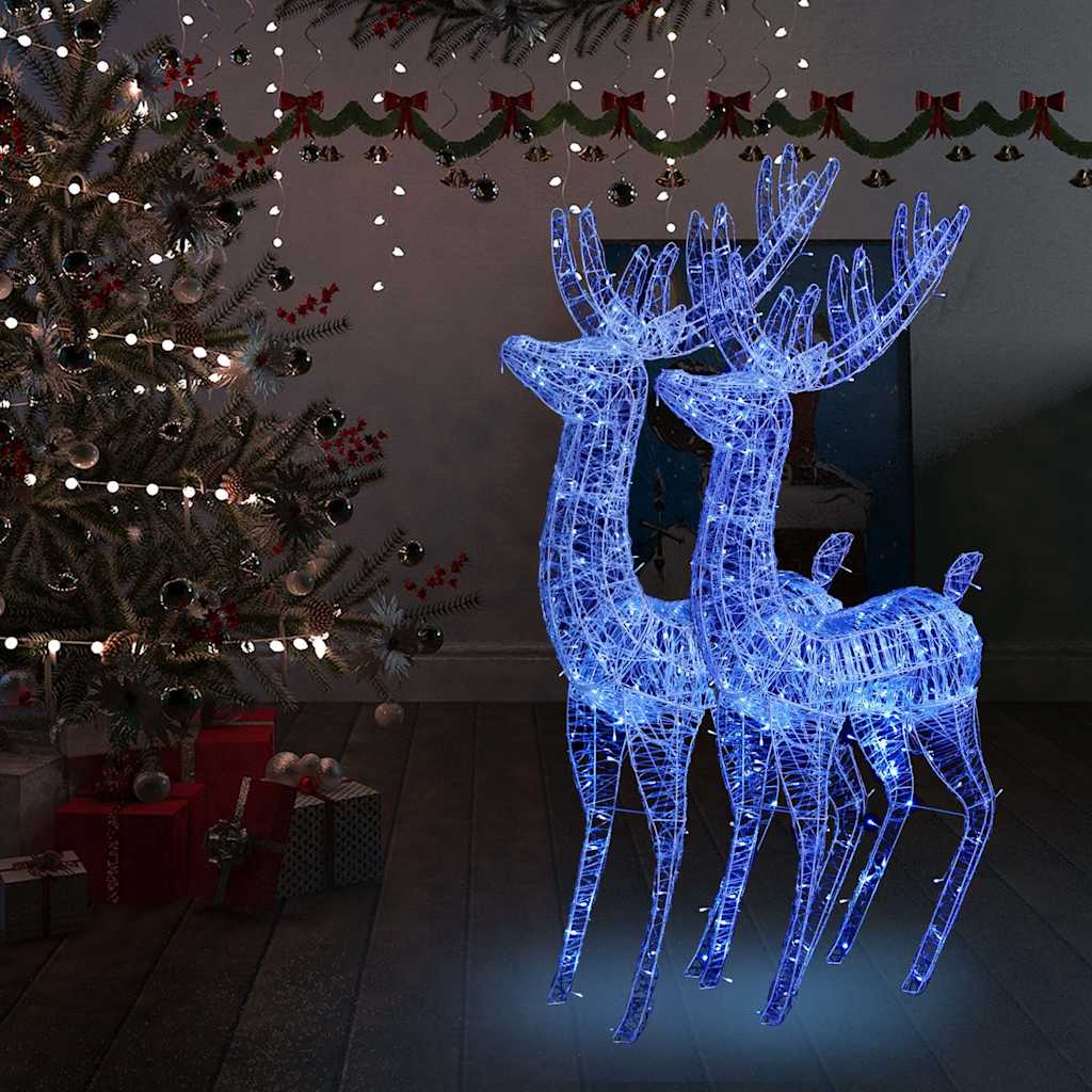 Χριστουγ. Τάρανδοι XXL 2 τεμ. 250 LED Μπλε 180 εκ. Ακρυλικό