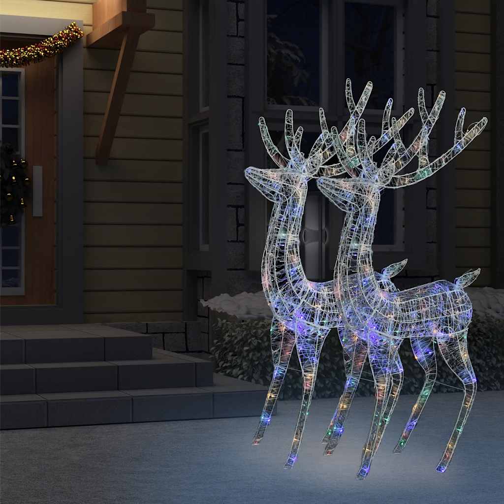 Χριστουγ. Τάρανδοι 2 τεμ. 250 LED Πολύχρωμοι 180 εκ. Ακρυλικό - Pakobazaar