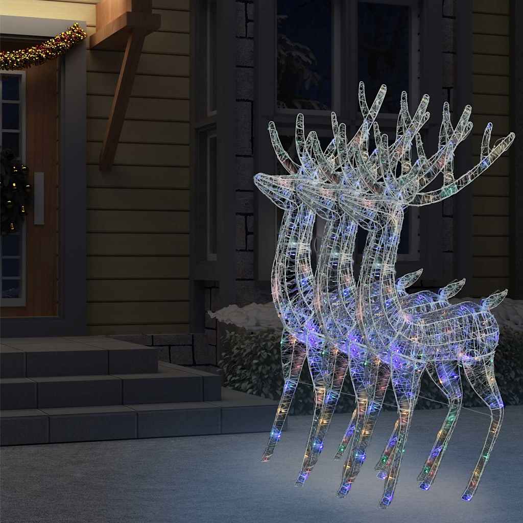 Χριστουγ. Τάρανδοι 3 τεμ. 250 LED Πολύχρωμοι 180 εκ. Ακρυλικό - Pakobazaar
