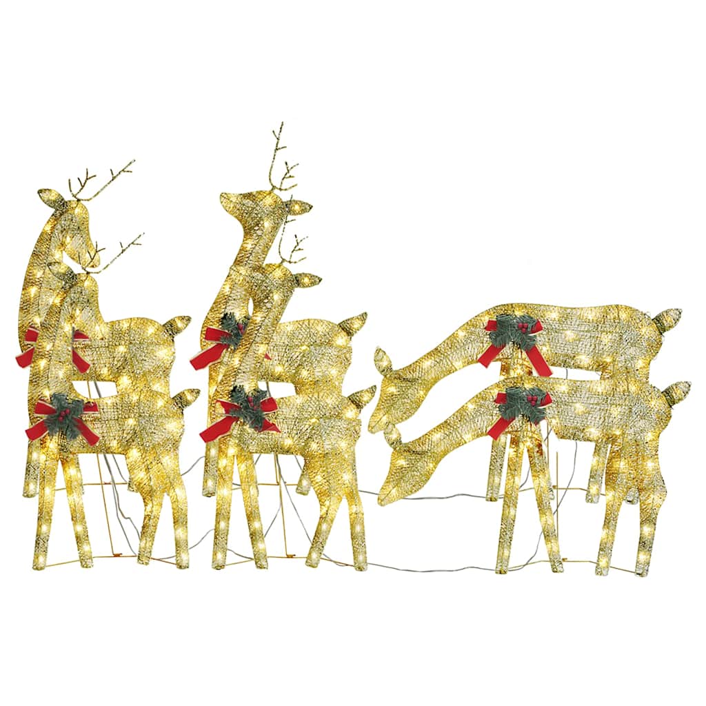 Χριστουγεννιάτικοι Τάρανδοι 6 τεμ. Χρυσοί Θερμό Λευκό Δίχτυ