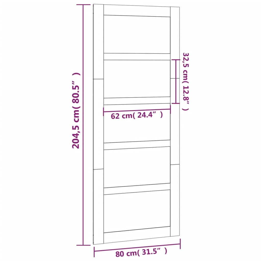 Πόρτα Αχυρώνα Λευκή 80 x 1,8 x 204,5 εκ. από Μασίφ Ξύλο Πεύκου