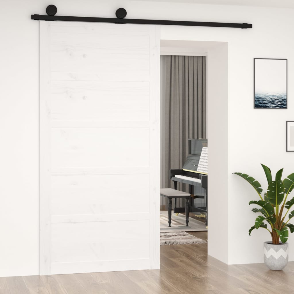 Πόρτα Αχυρώνα Λευκή 100x1,8x204,5 εκ. από Μασίφ Ξύλο Πεύκου