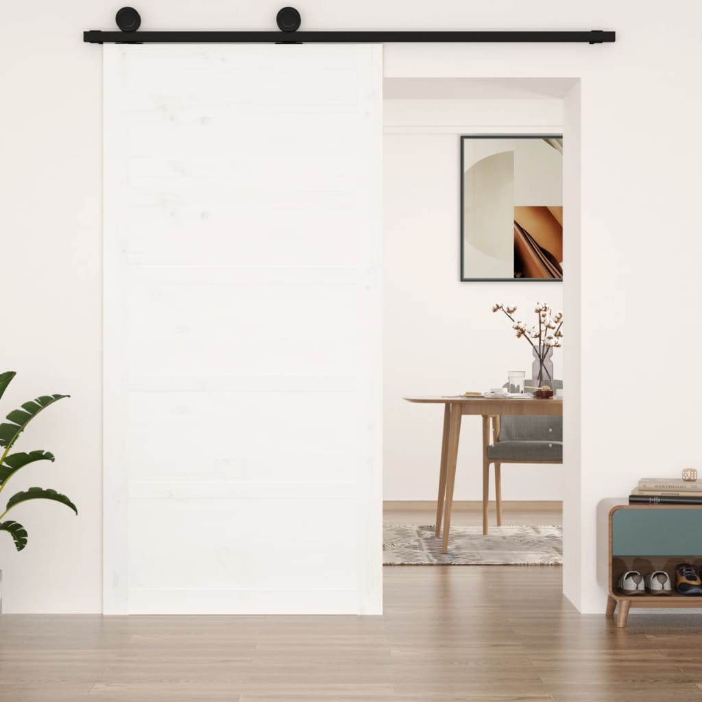 Πόρτα Αχυρώνα Λευκή 100x1,8x204,5 εκ. από Μασίφ Ξύλο Πεύκου