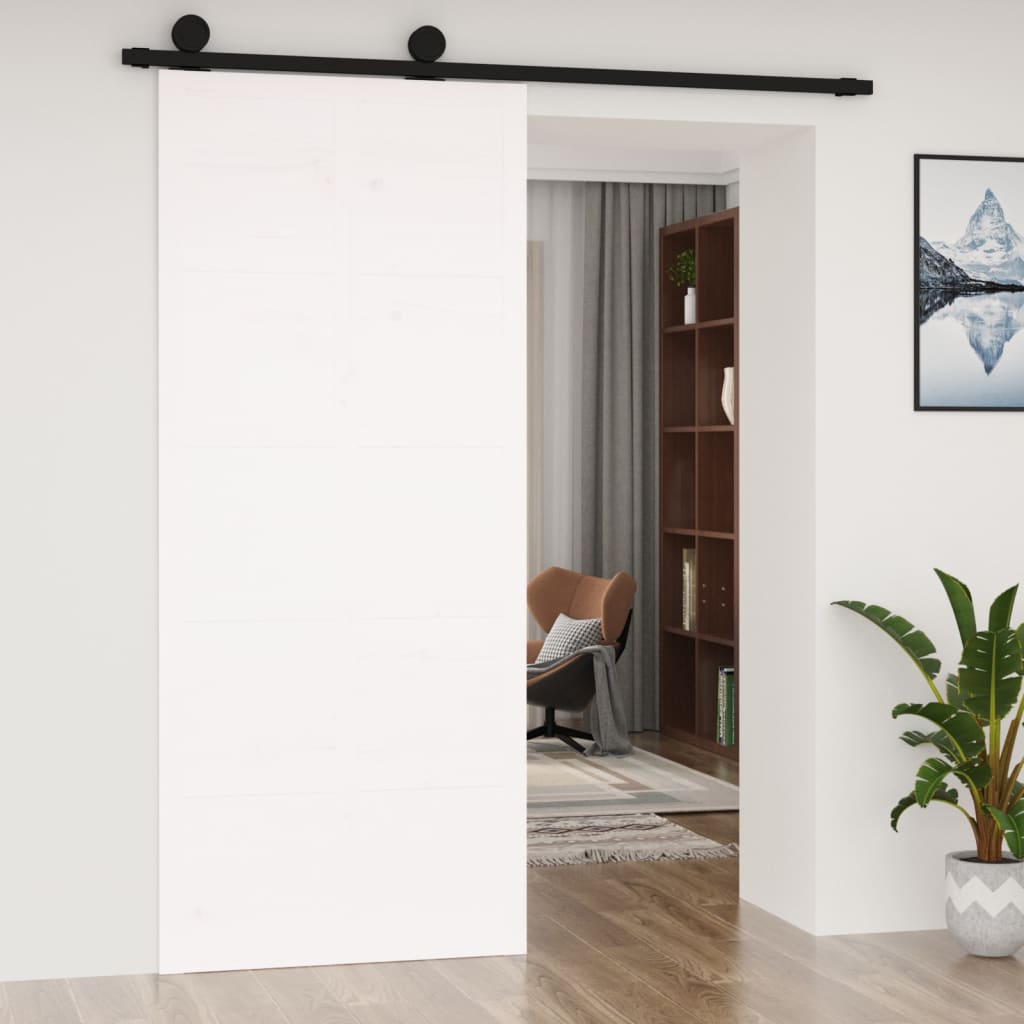 Πόρτα Αχυρώνα Λευκή 90x1,8x214 εκ. από Μασίφ Ξύλο Πεύκου - Pakobazaar