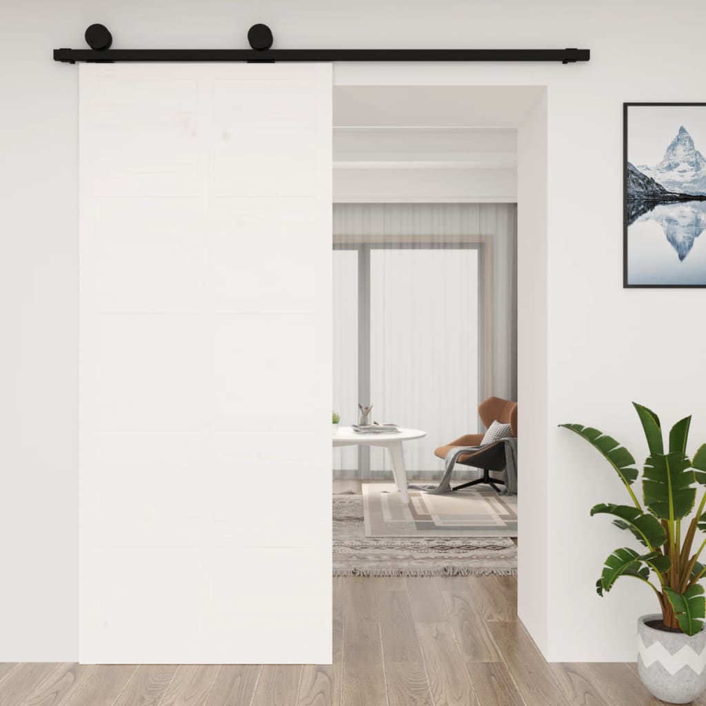 Πόρτα Αχυρώνα Λευκή 90x1,8x214 εκ. από Μασίφ Ξύλο Πεύκου - Pakobazaar