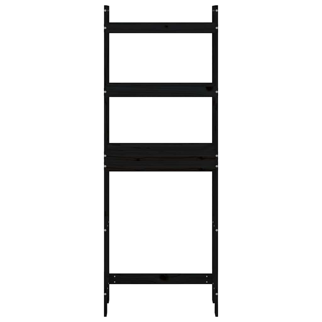 Ραφιέρα Για Τουαλέτα Μαύρη 63x26x171 εκ. Μασίφ Ξύλο Πεύκου