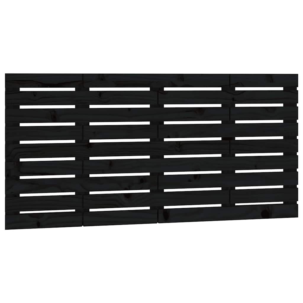 Κεφαλάρι Τοίχου Μαύρο 141x3x63 εκ. από Μασίφ Ξύλο Πεύκου