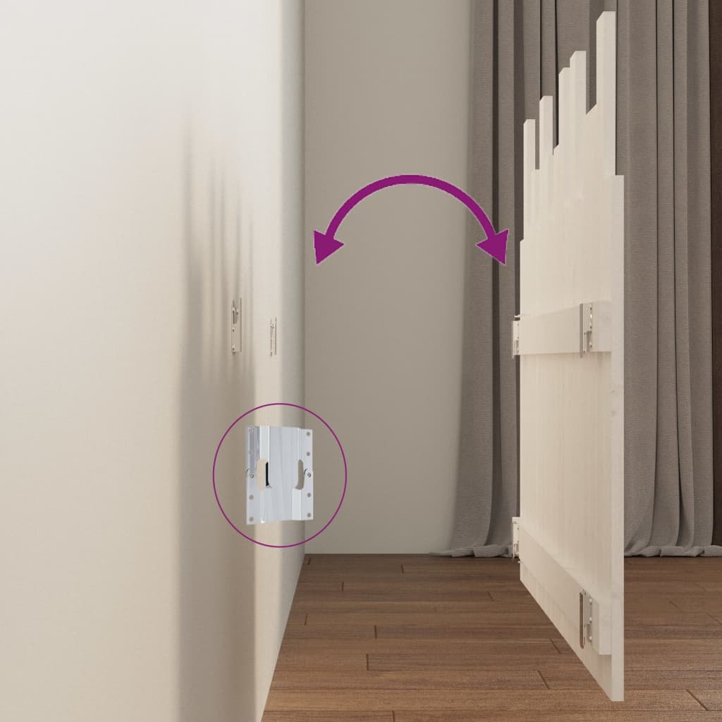 Κεφαλάρι Τοίχου Λευκό 108 x 3 x 80 εκ. από Μασίφ Ξύλο Πεύκου - Pakobazaar