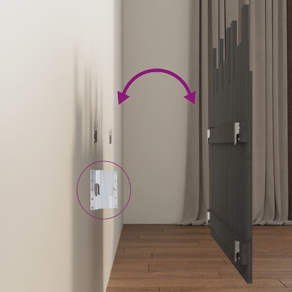 Κεφαλάρι Τοίχου Γκρι 108x3x80 εκ. από Μασίφ Ξύλο Πεύκου