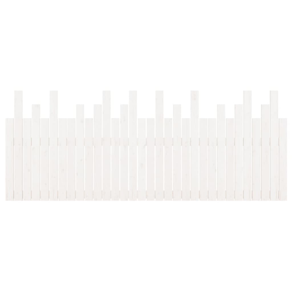 Κεφαλάρι Τοίχου Λευκό 204x3x80 εκ. από Μασίφ Ξύλο Πεύκου