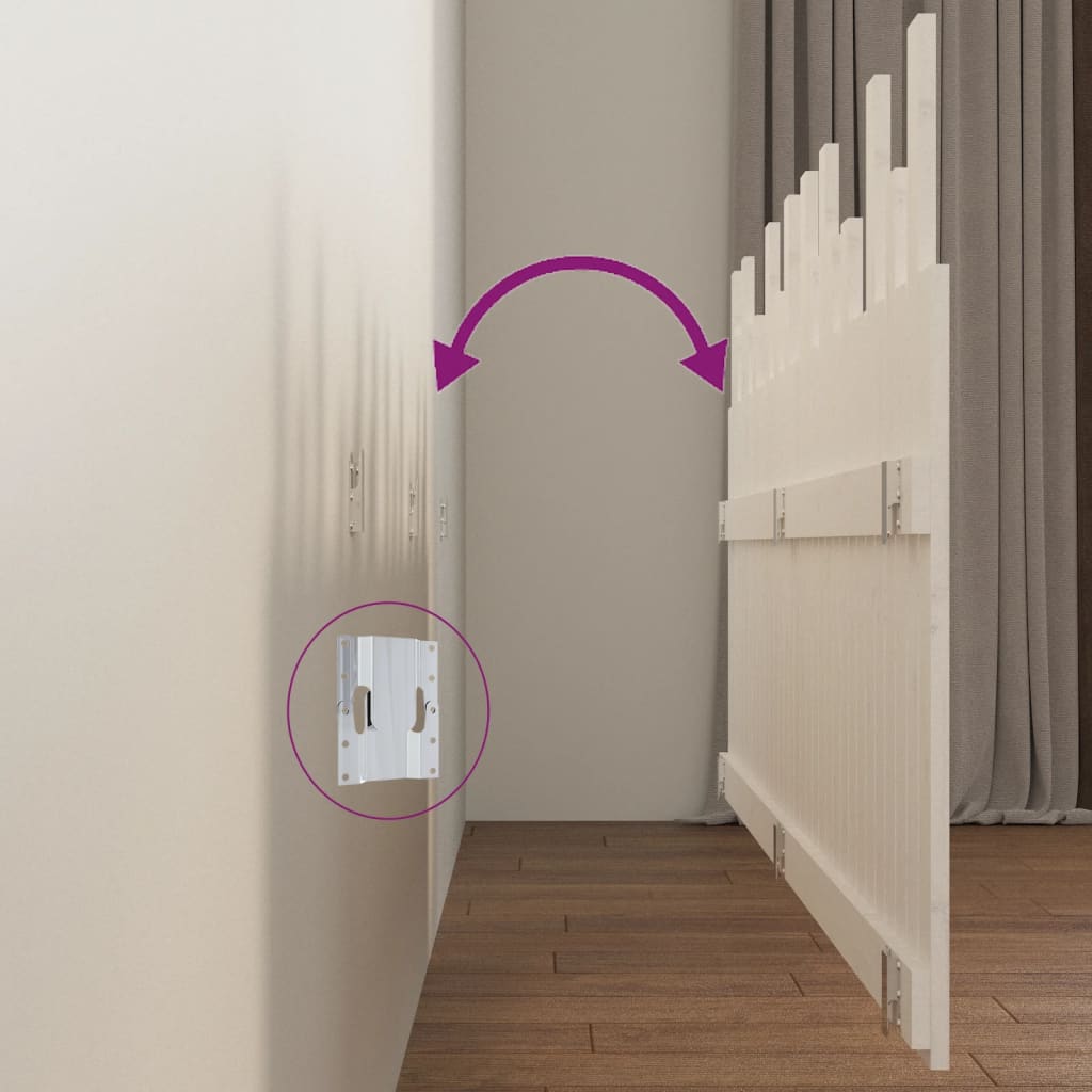 Κεφαλάρι Τοίχου Λευκό 204x3x80 εκ. από Μασίφ Ξύλο Πεύκου