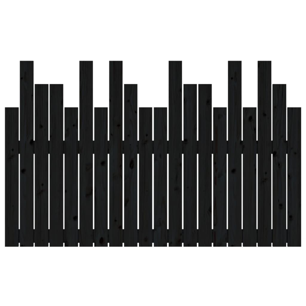 Κεφαλάρι Τοίχου Μαύρο 127,5x3x80 εκ. από Μασίφ Ξύλο Πεύκου