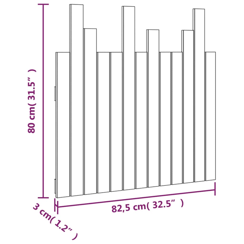 Κεφαλάρι Τοίχου 82,5x3x80 εκ. από Μασίφ Ξύλο Πεύκου