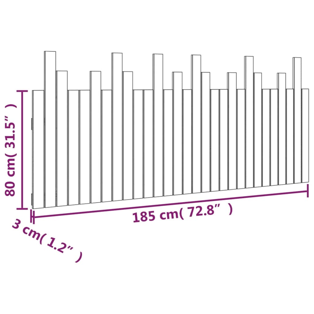 Κεφαλάρι Τοίχου 185x3x80 εκ. από Μασίφ Ξύλο Πεύκου