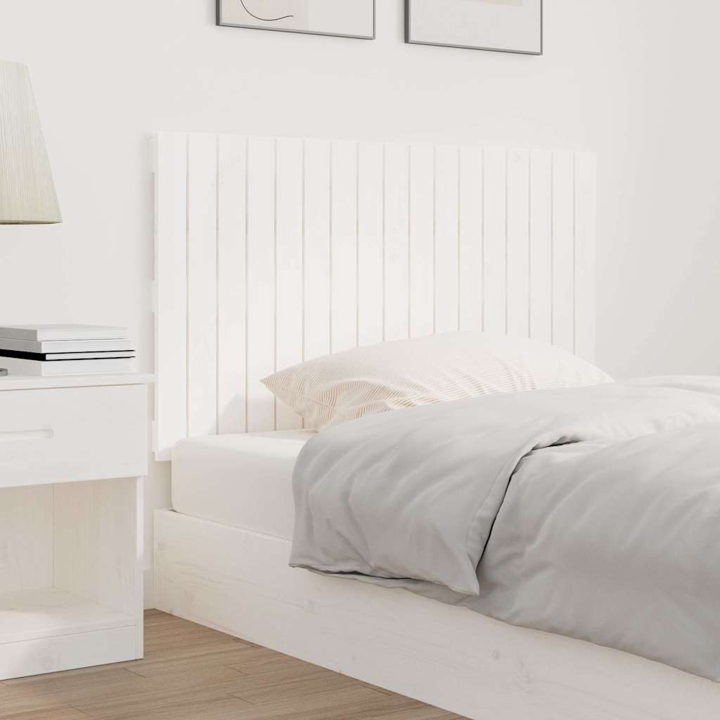 Κεφαλάρι Τοίχου Λευκό 108x3x60 εκ. από Μασίφ Ξύλο Πεύκου