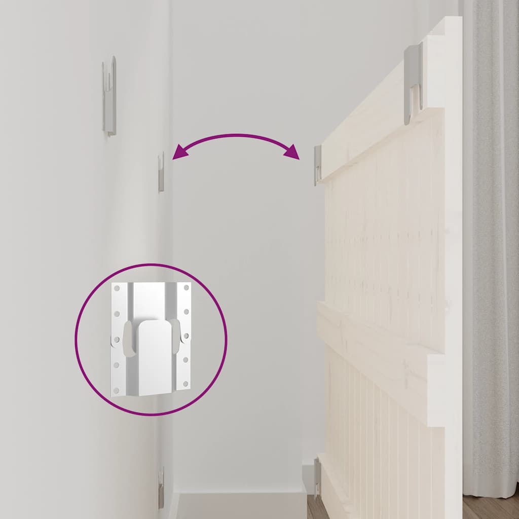 Κεφαλάρι Τοίχου Λευκό 108x3x60 εκ. από Μασίφ Ξύλο Πεύκου