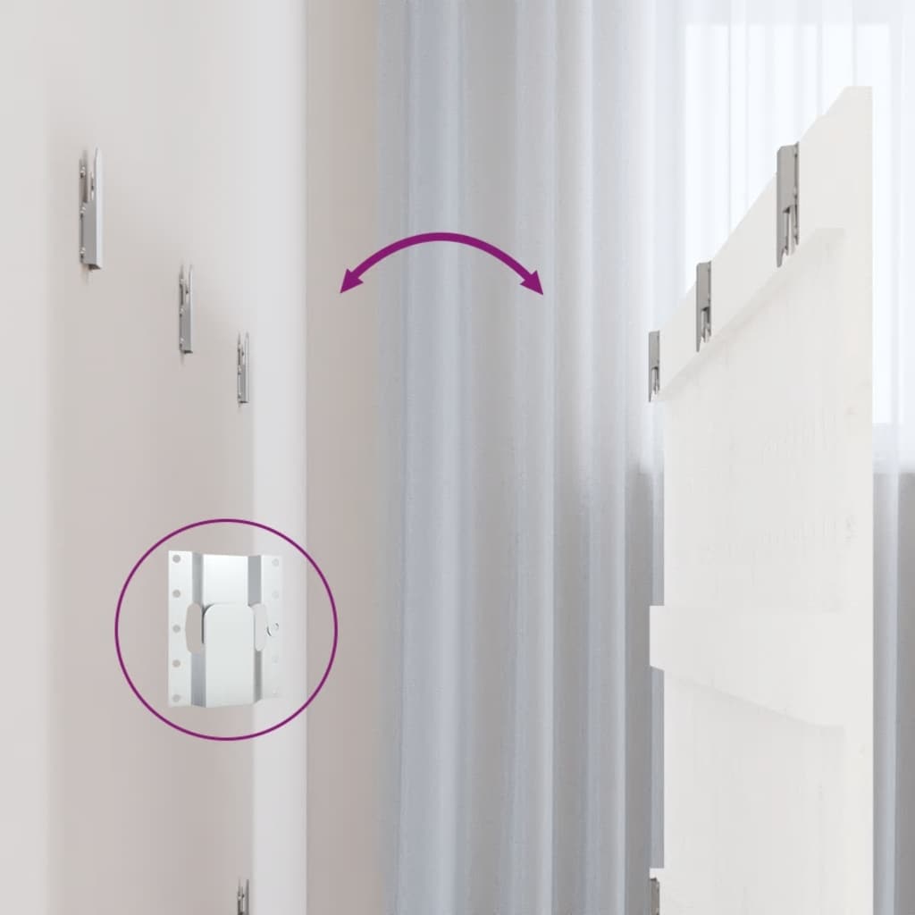 Κεφαλάρι Τοίχου Λευκό 185x3x60 εκ. από Μασίφ Ξύλο Πεύκου