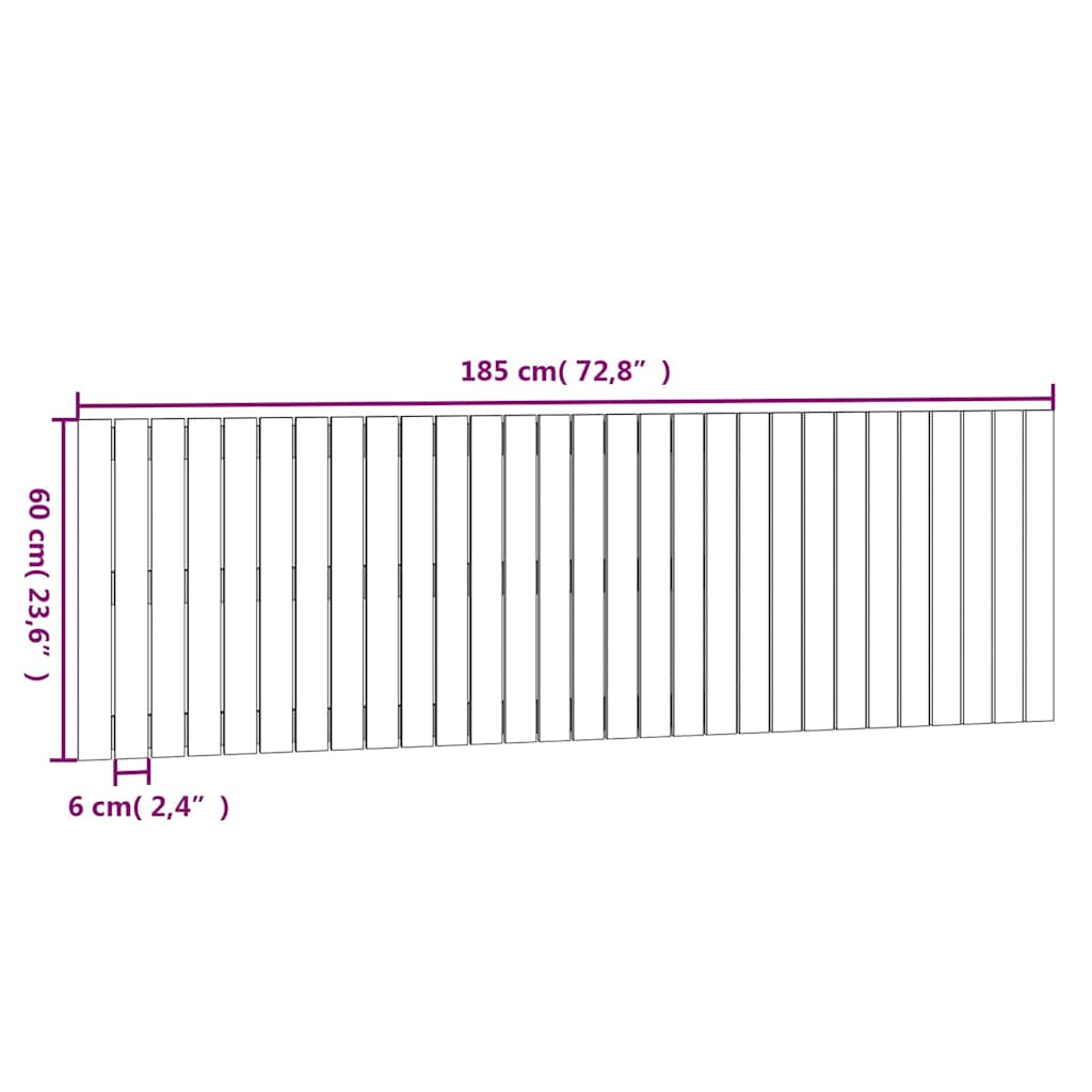 Κεφαλάρι Τοίχου Μαύρο 185x3x60 εκ. από Μασίφ Ξύλο Πεύκου
