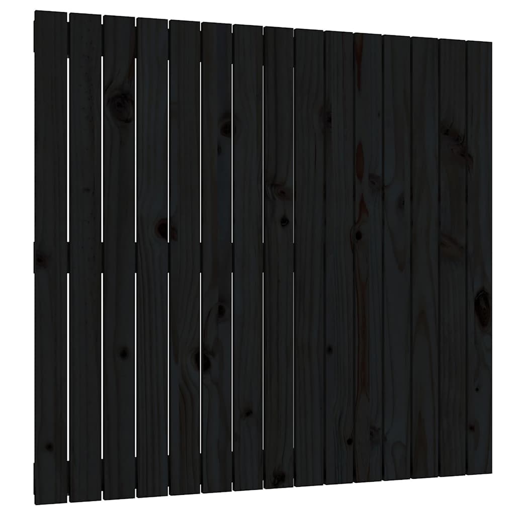 Κεφαλάρι Τοίχου Μαύρο 95,5x3x90 εκ. από Μασίφ Ξύλο Πεύκου