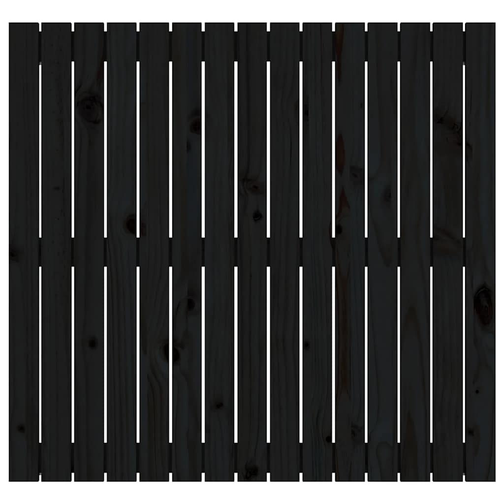 Κεφαλάρι Τοίχου Μαύρο 95,5x3x90 εκ. από Μασίφ Ξύλο Πεύκου