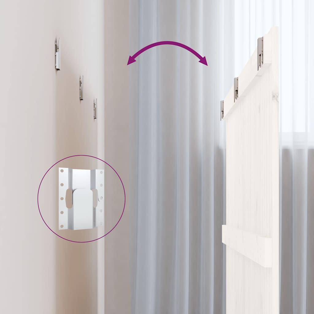 Κεφαλάρι Τοίχου Λευκό 185x3x90 εκ. από Μασίφ Ξύλο Πεύκου