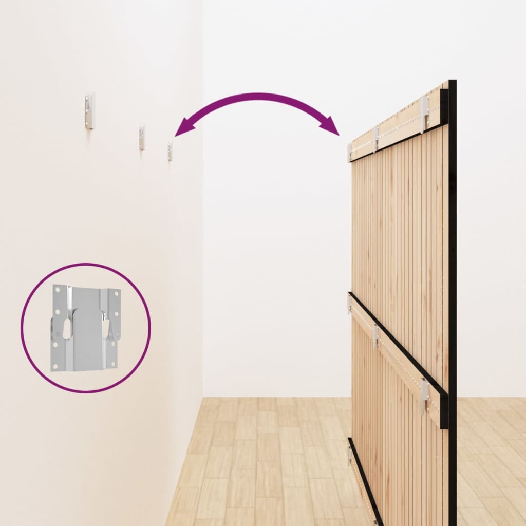 Κεφαλάρι Τοίχου Μαύρο 204x3x110 εκ. από Μασίφ Ξύλο Πεύκου