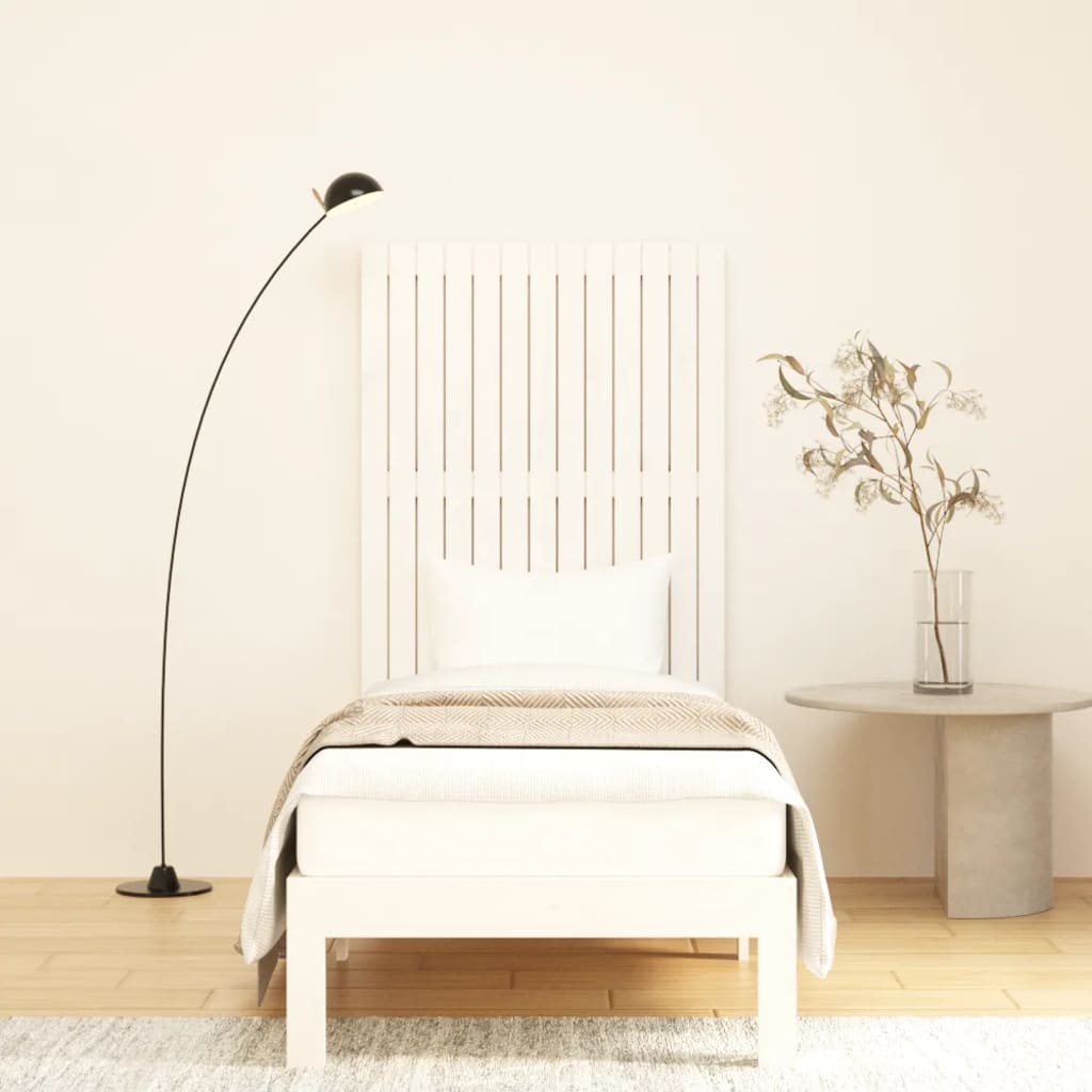 Κεφαλάρι Τοίχου Λευκό 82,5x3x110 εκ. από Μασίφ Ξύλο Πεύκου