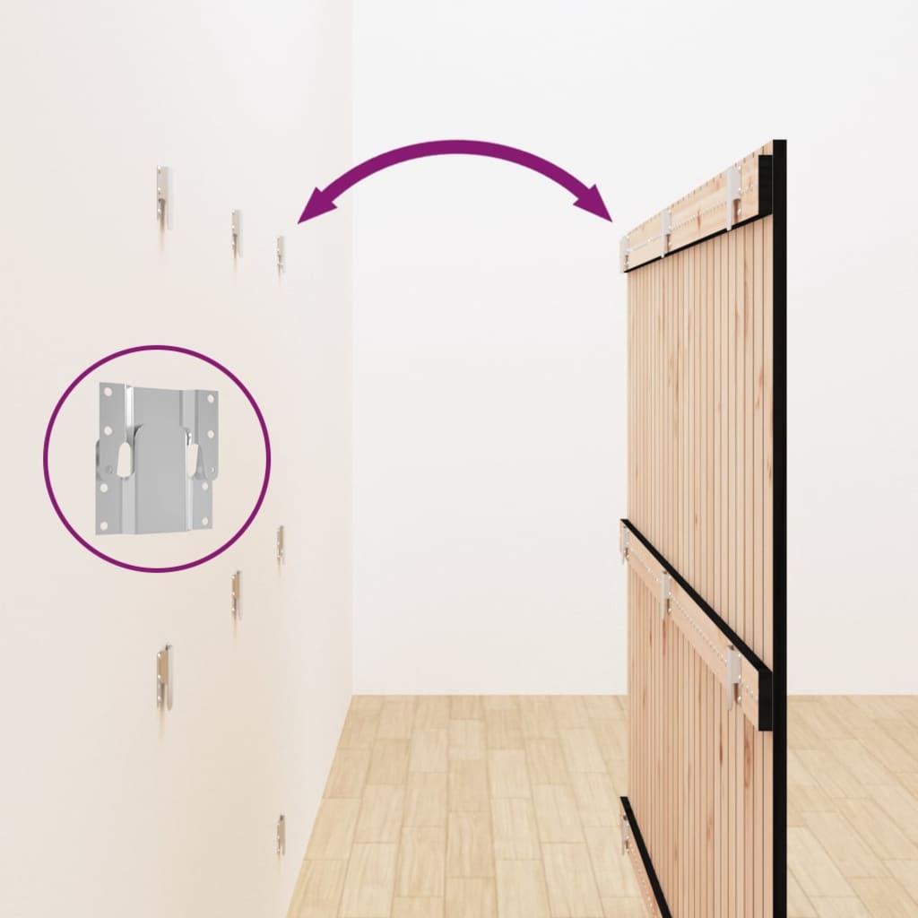 Κεφαλάρι Τοίχου Μαύρο 166x3x110 εκ. από Μασίφ Ξύλο Πεύκου