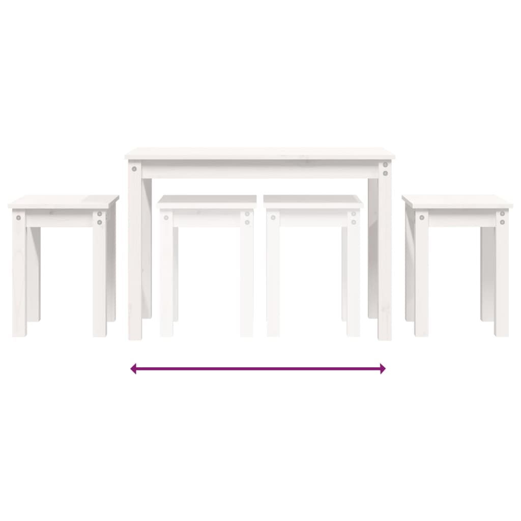 Τραπεζάκια Ζιγκόν 3 τεμ. Λευκά από Μασίφ Ξύλο Πεύκου